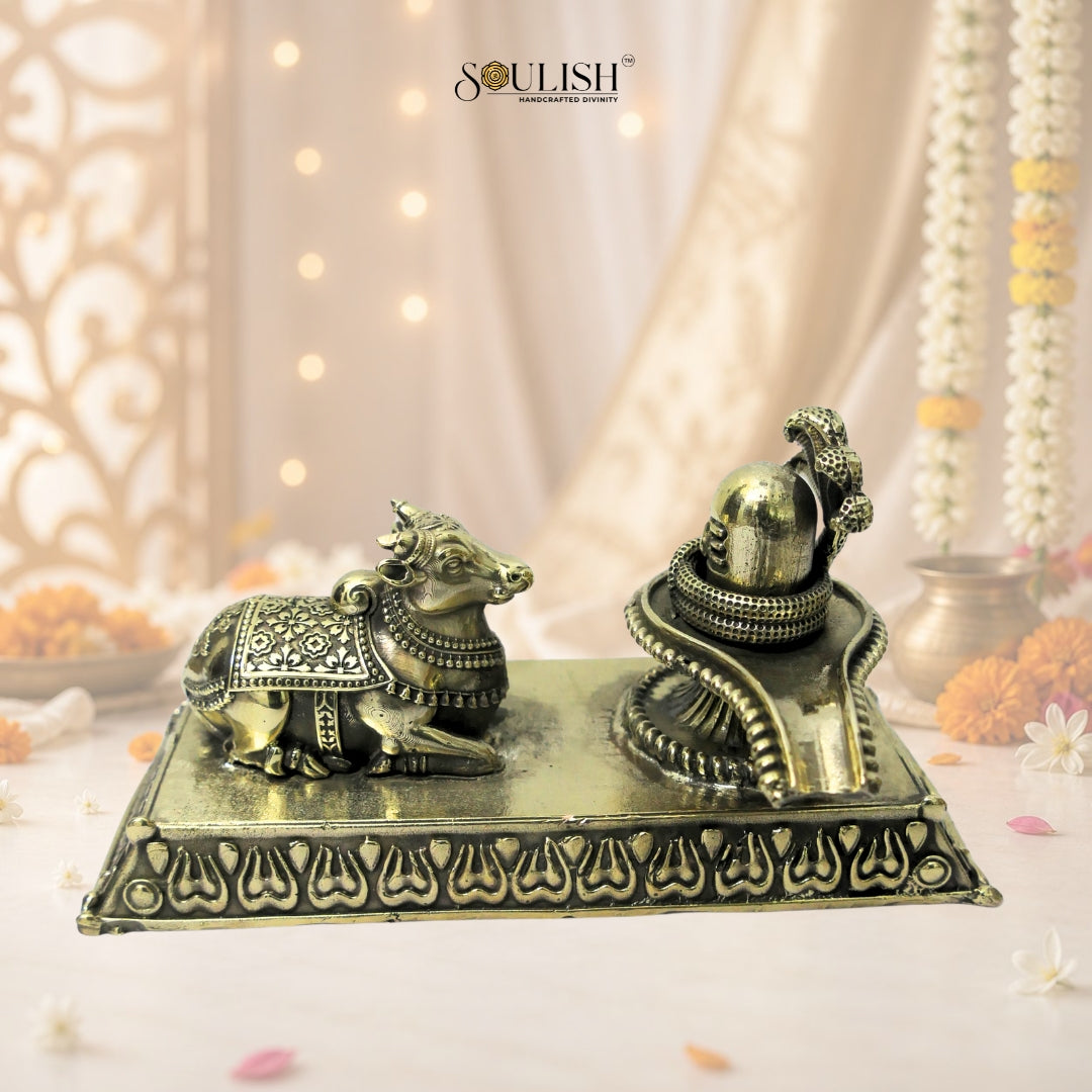 Nandi Shivlingam Brass Idol
