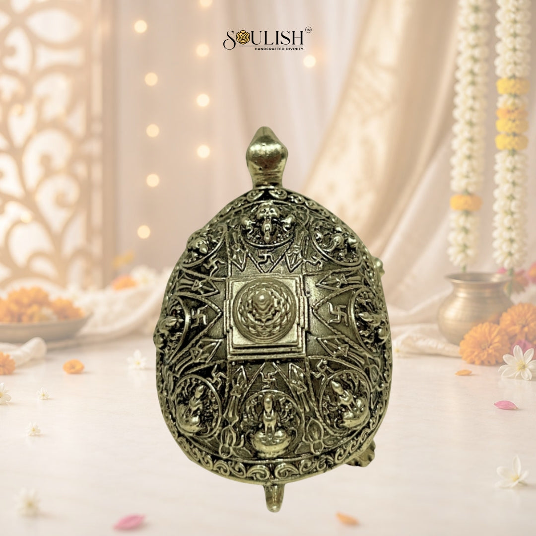 Vastu Tortoise with Ashtalakshmi Shree Yantra | Superfine Brass Prosperity Idol