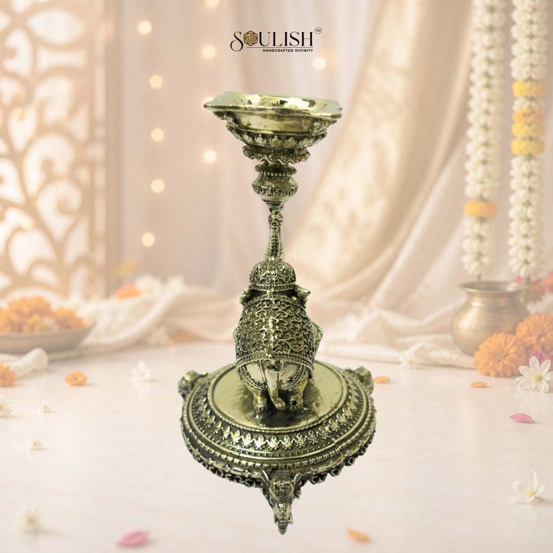 Elephant Brass Diya- Elephant Lamp Oil Diya