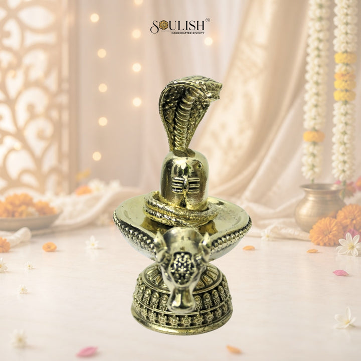 Shiva Ling with Nandi Mukh Brass Statue