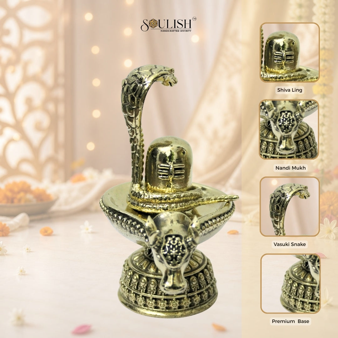 Shiva Ling with Nandi Mukh Brass Statue