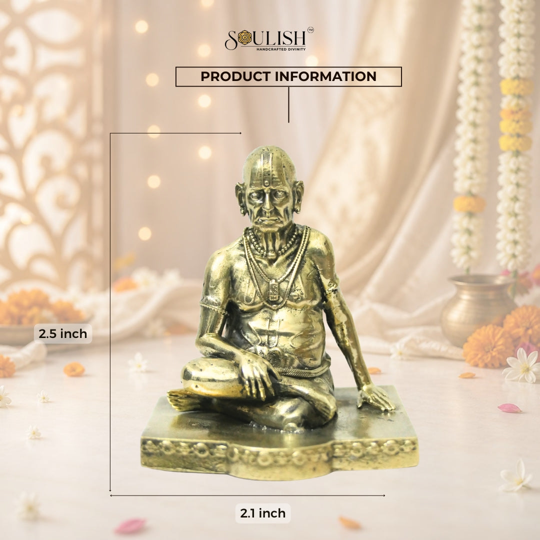 Shri Swami Samarth Brass Idol | Handcrafted Swami Samarth Murti for Home Temple