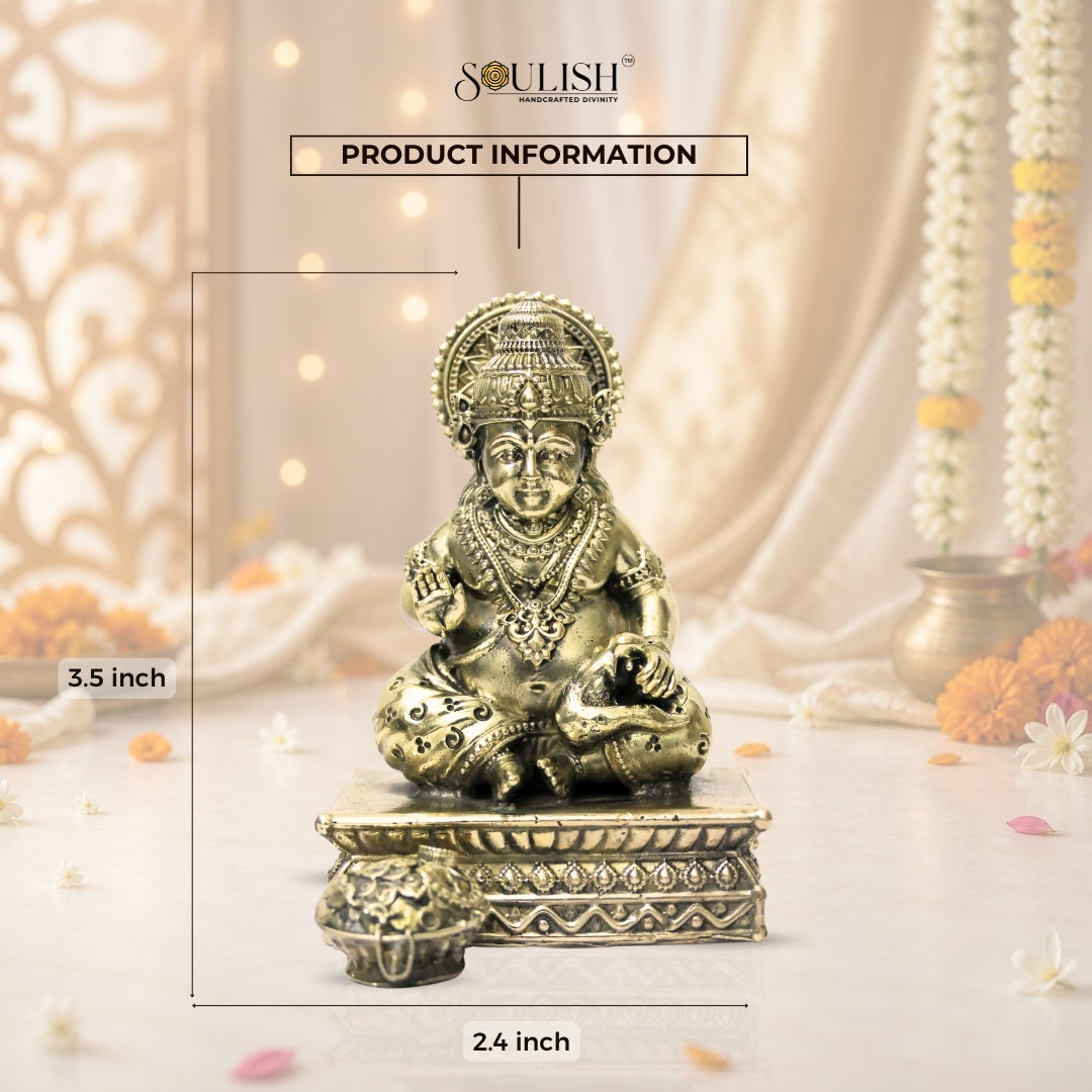 Lord Kuber Brass Idol – God of Wealth & Prosperity, Spiritual Home Décor