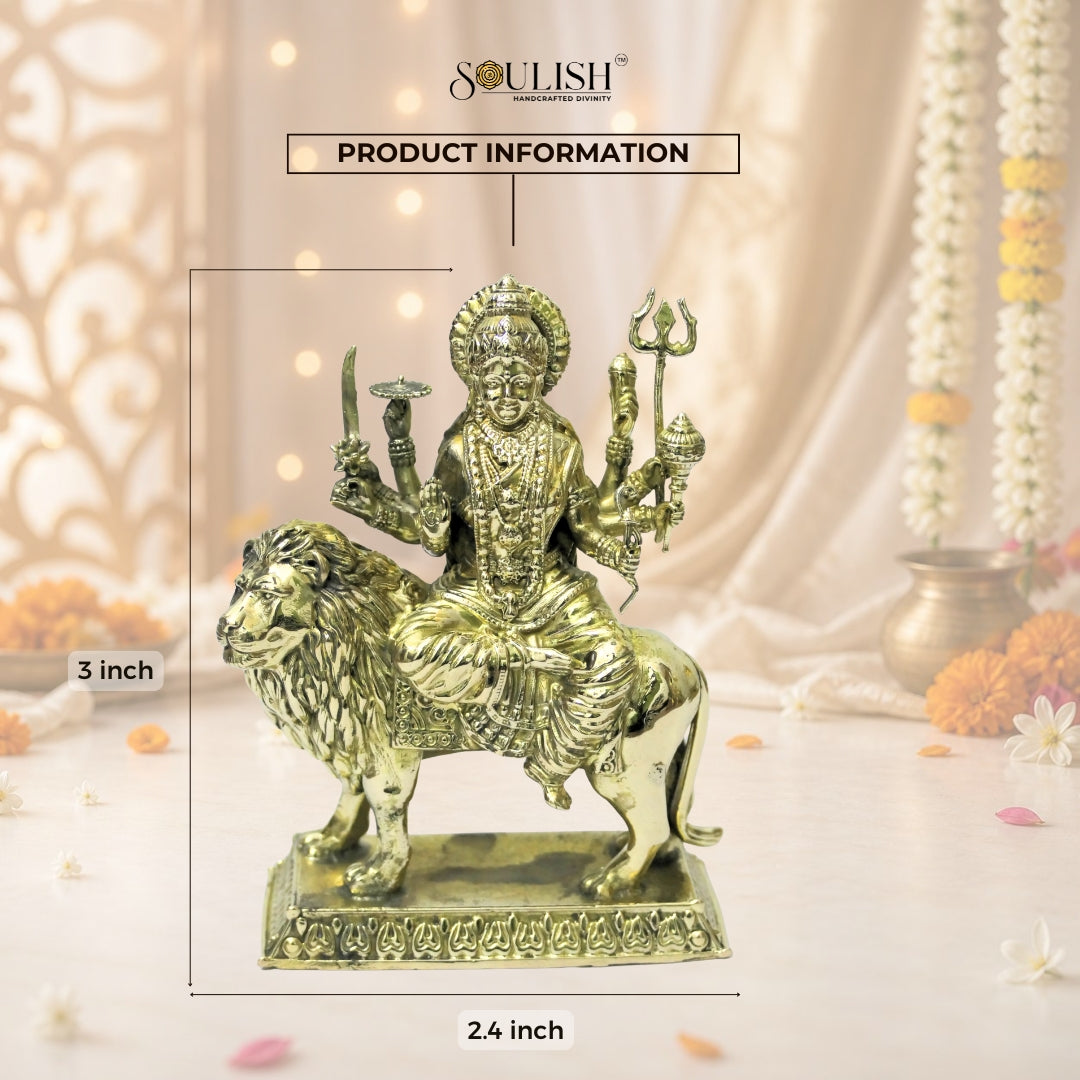 Sherawali Mata Brass Idol – Goddess Durga, Spiritual Home Décor
