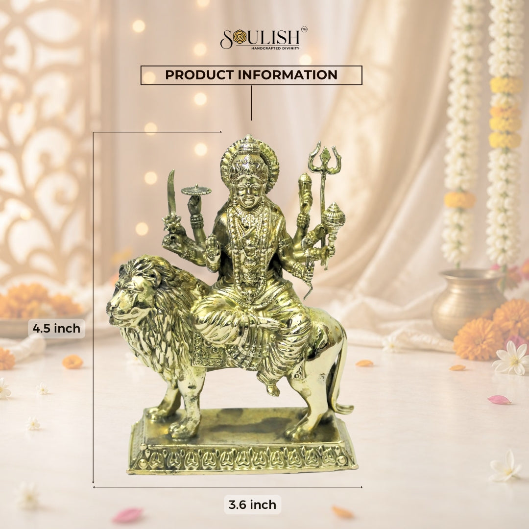 Sherawali Mata Brass Idol – Goddess Durga, Spiritual Home Décor