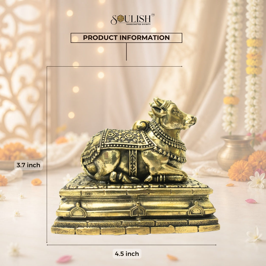 Nandi Brass Statue – Sacred Bull of Lord Shiva, Spiritual Home Décor
