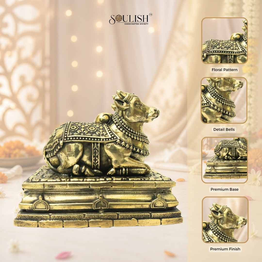 Nandi Brass Statue – Sacred Bull of Lord Shiva, Spiritual Home Décor