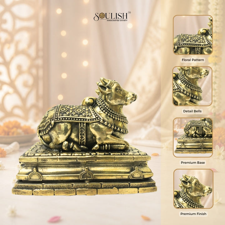 Nandi Brass Statue – Sacred Bull of Lord Shiva, Spiritual Home Décor