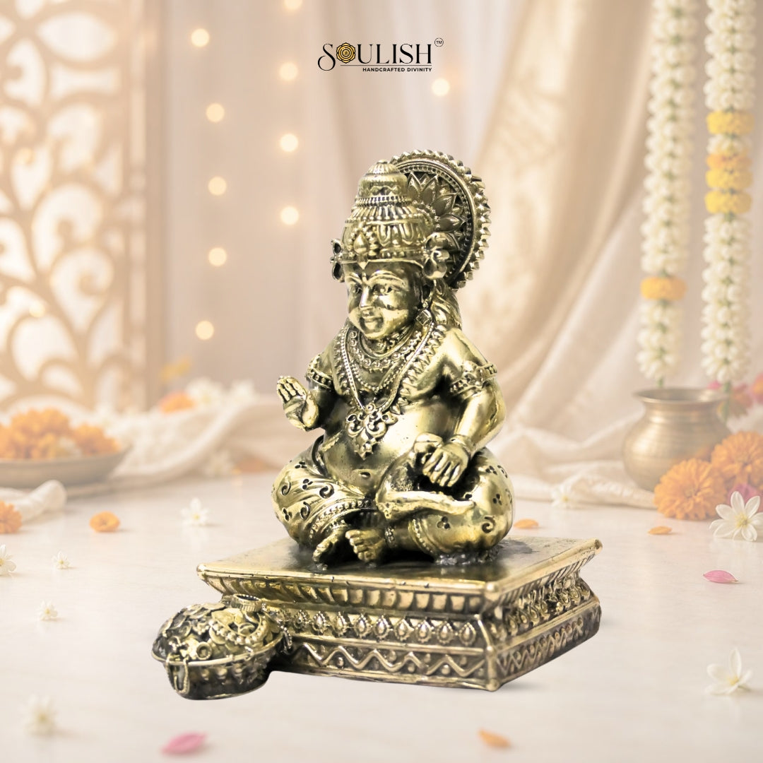 Lord Kuber Brass Idol – God of Wealth & Prosperity, Spiritual Home Décor