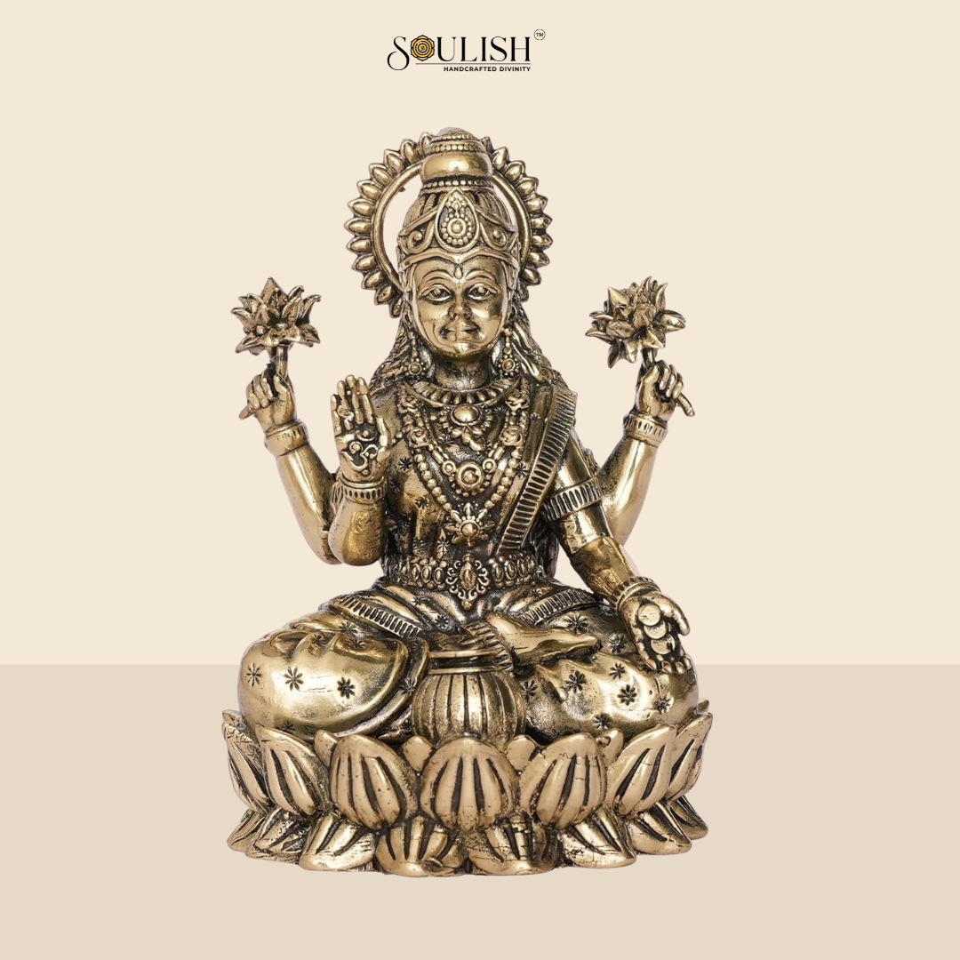 Lakshmi Statue Sitting On Lotus