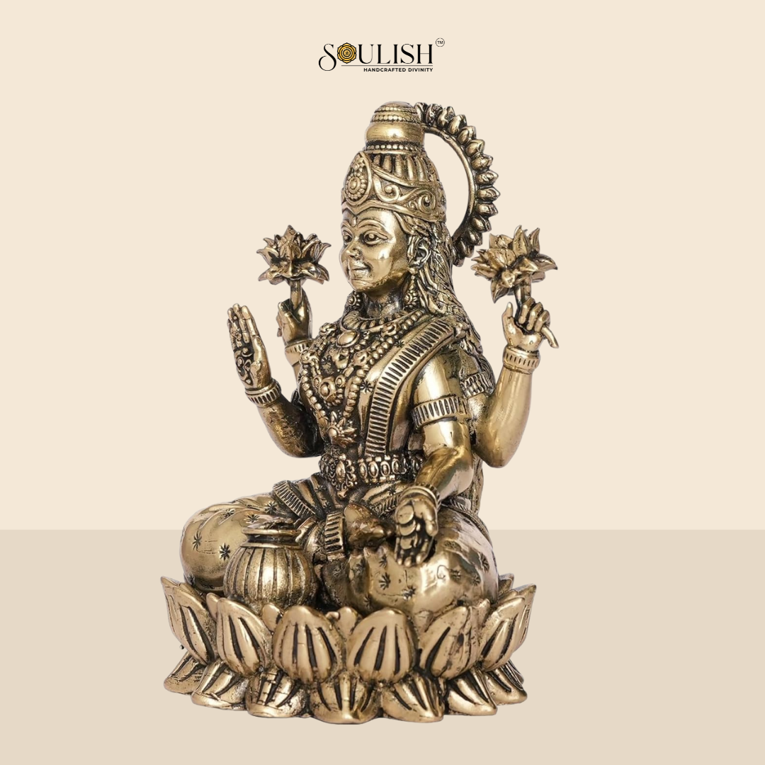 Lakshmi Statue Sitting On Lotus