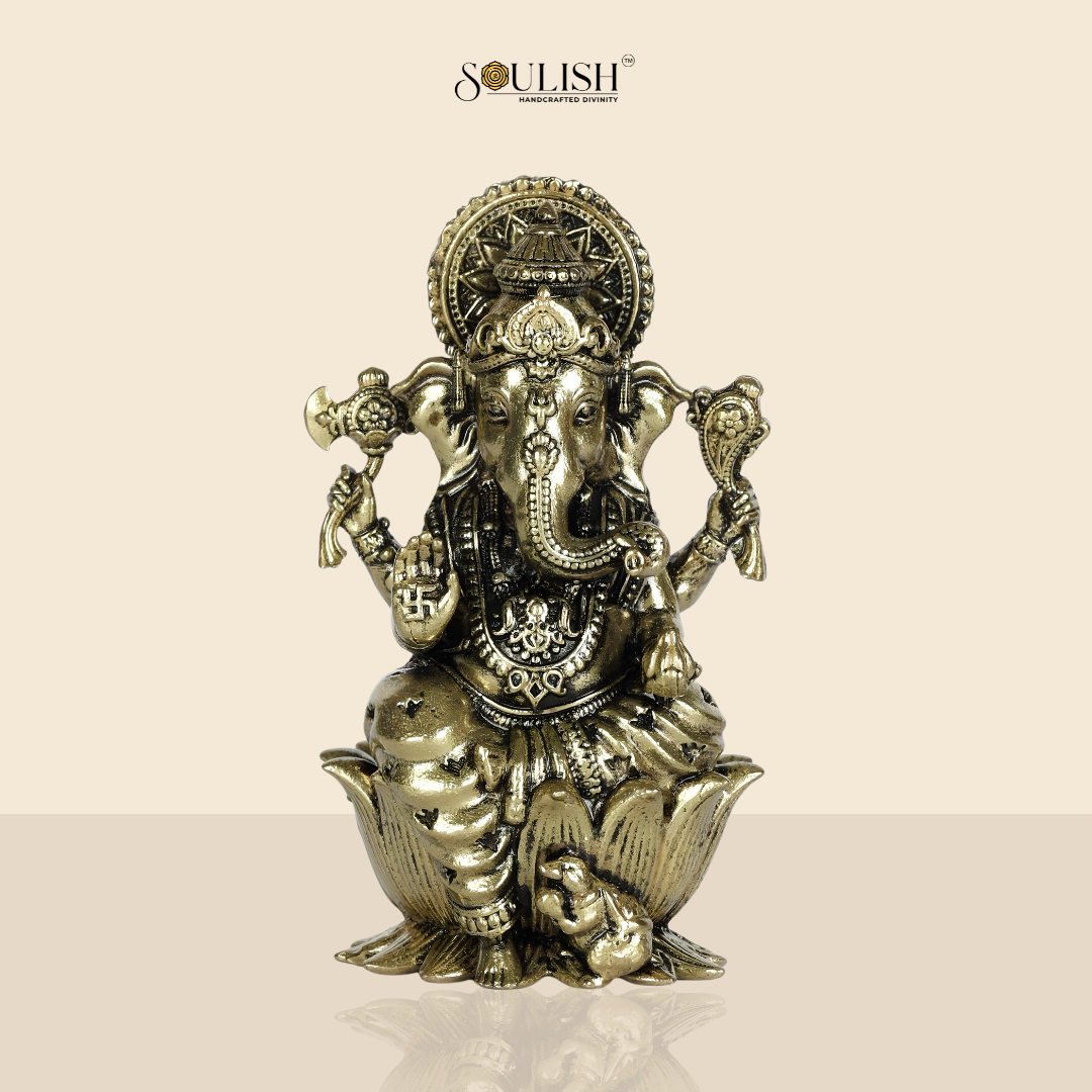 Lotus Ganesha with Modak Idol