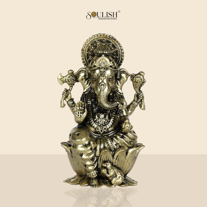 Lotus Ganesha with Modak Idol