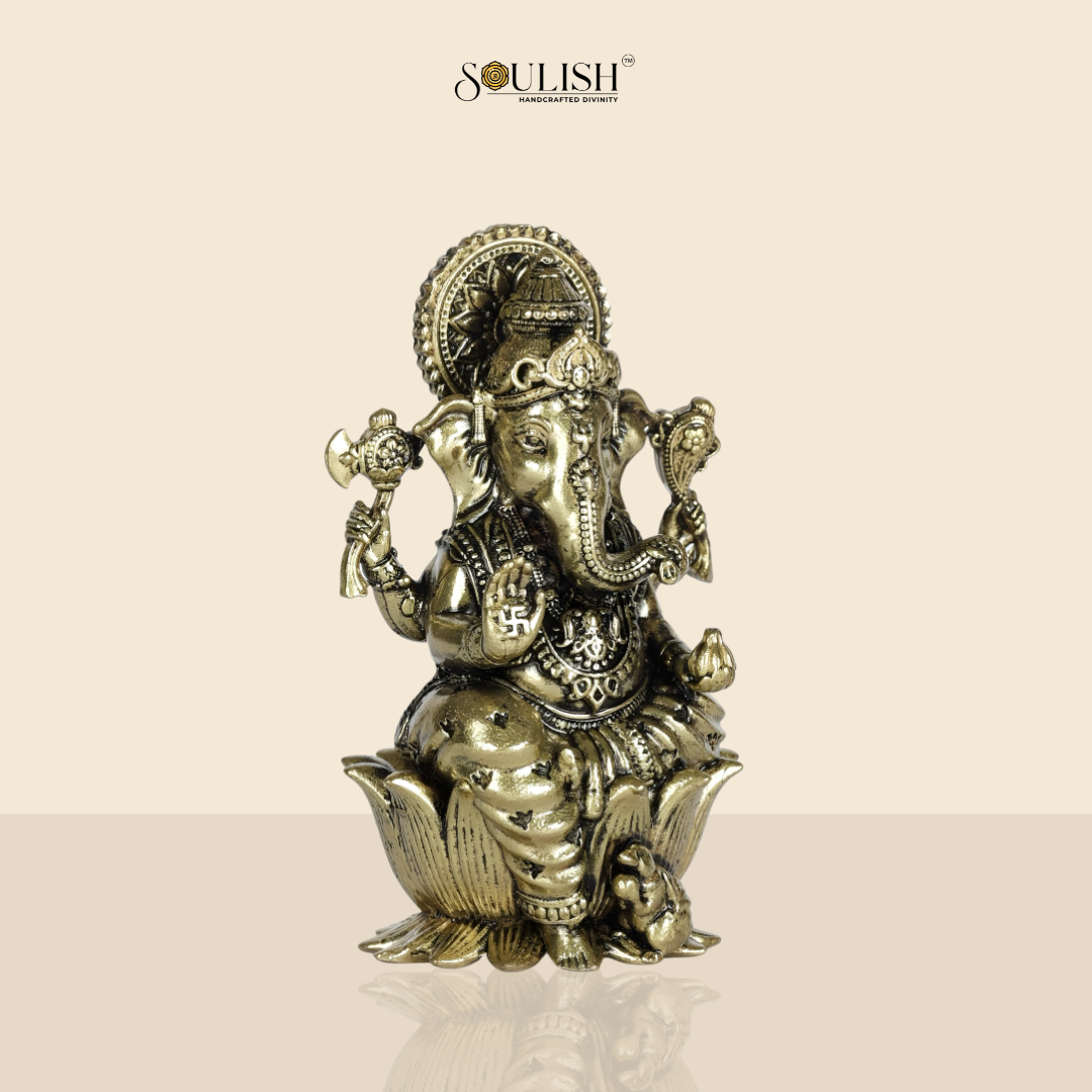 Lotus Ganesha with Modak Idol