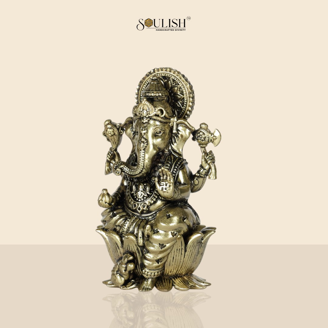 Lotus Ganesha with Modak Idol
