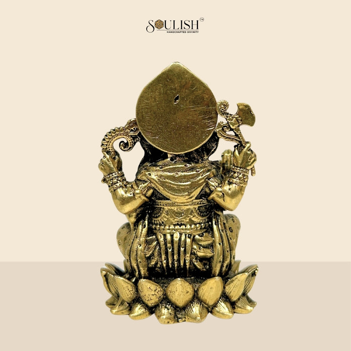 Lord Ganesha Brass Idol | Handcrafted Pure Brass Ganpati Murti for Home Temple