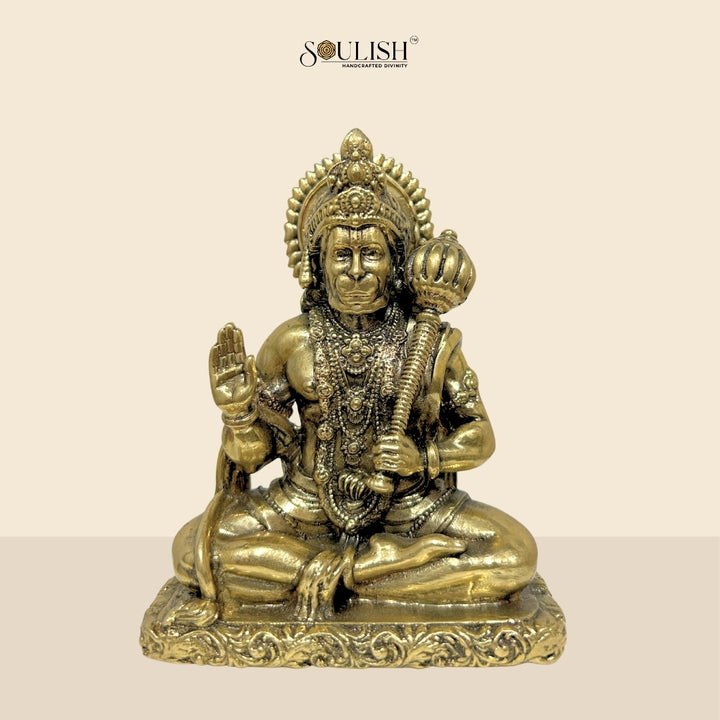 Lord Hanuman Brass Idol | Handcrafted Pure Brass Hanuman Murti for Home Temple