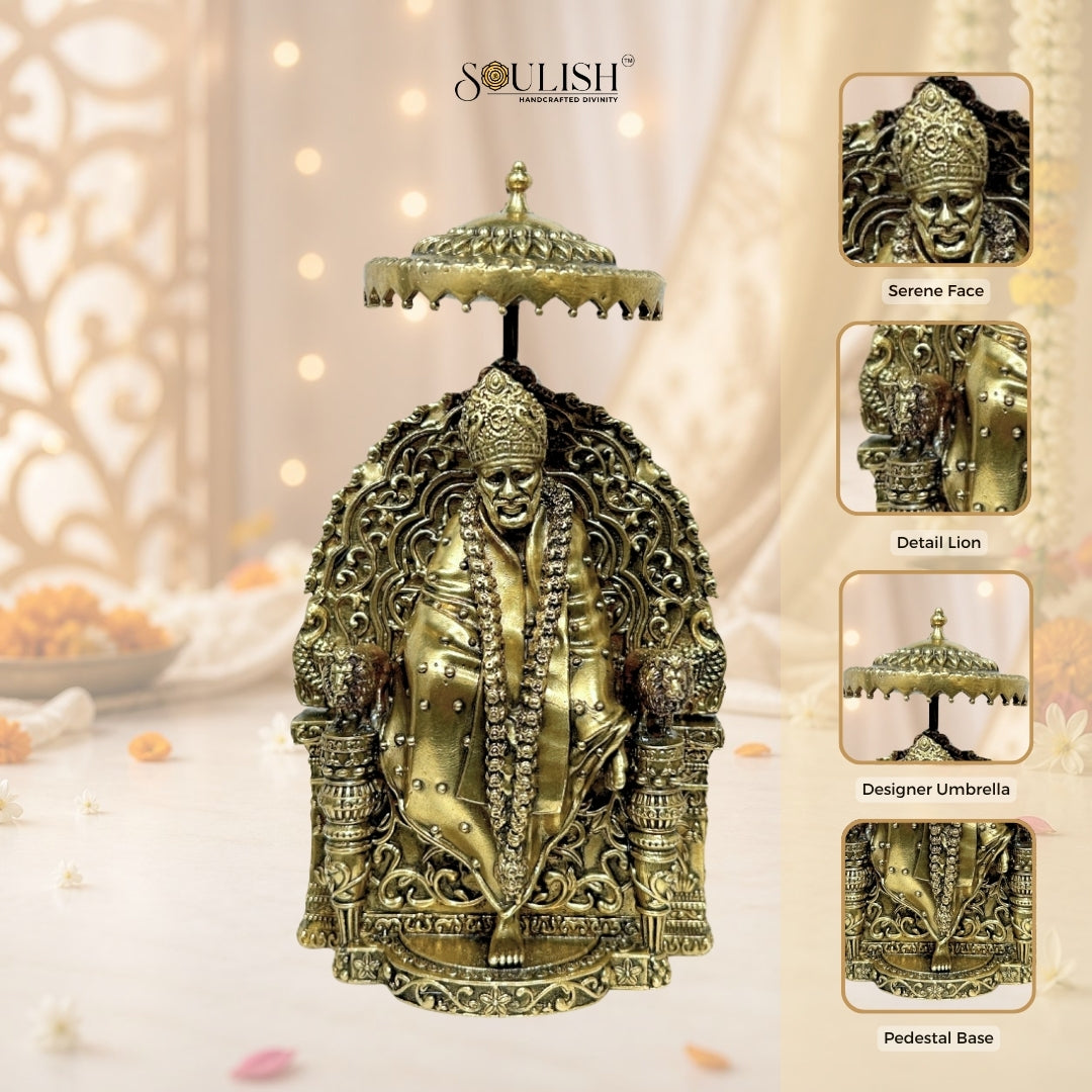 Sai Baba Brass Idol | Handcrafted Brass Murti for Home Temple & Pooja