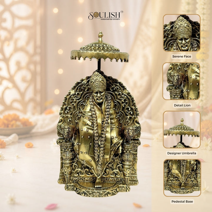 Sai Baba Brass Idol | Handcrafted Brass Murti for Home Temple & Pooja