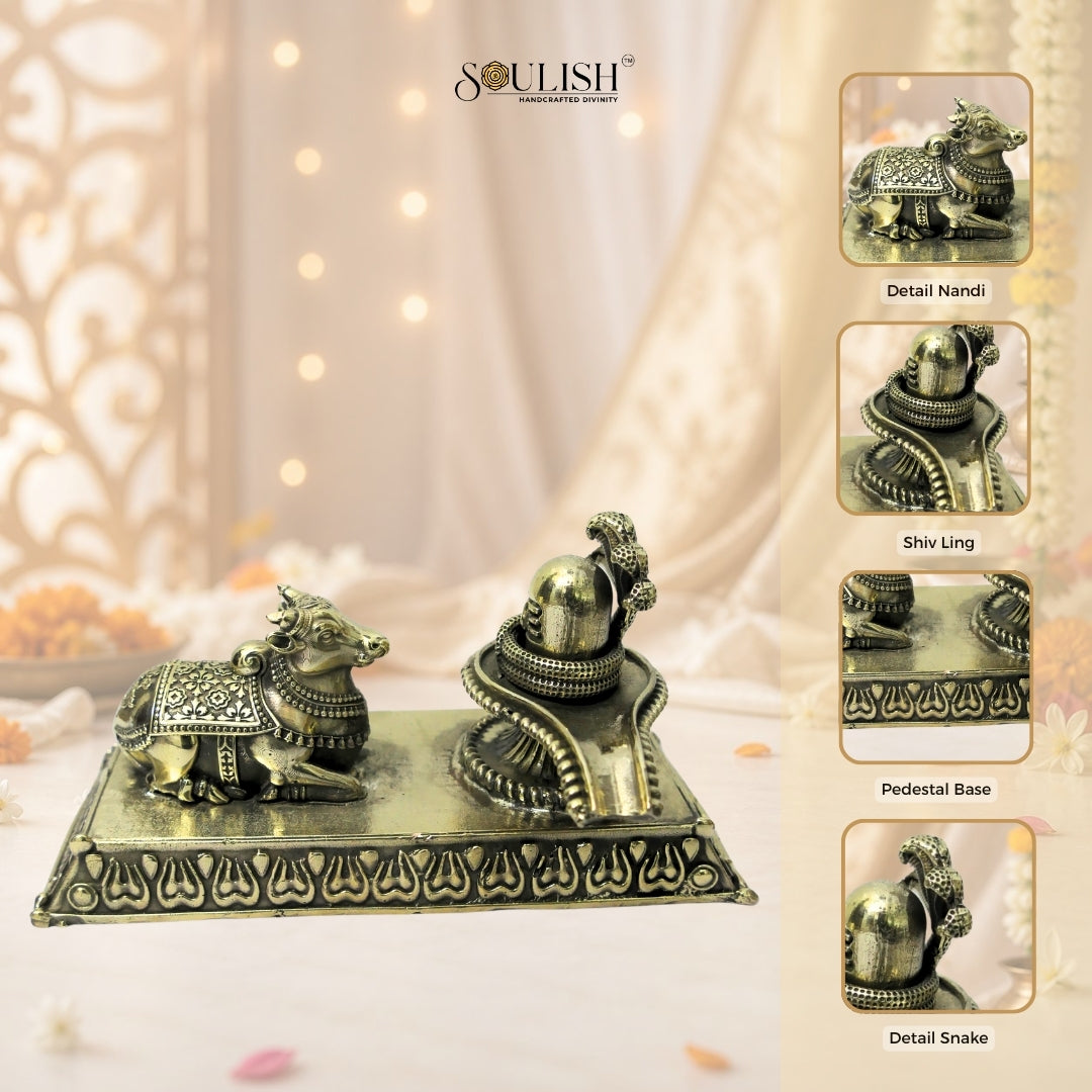 Nandi Shivlingam Brass Idol